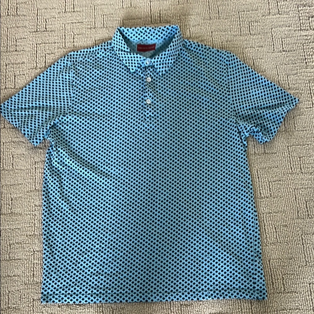 Saks Fifth Avenue Blue Polo Shirt with Subtle Pattern